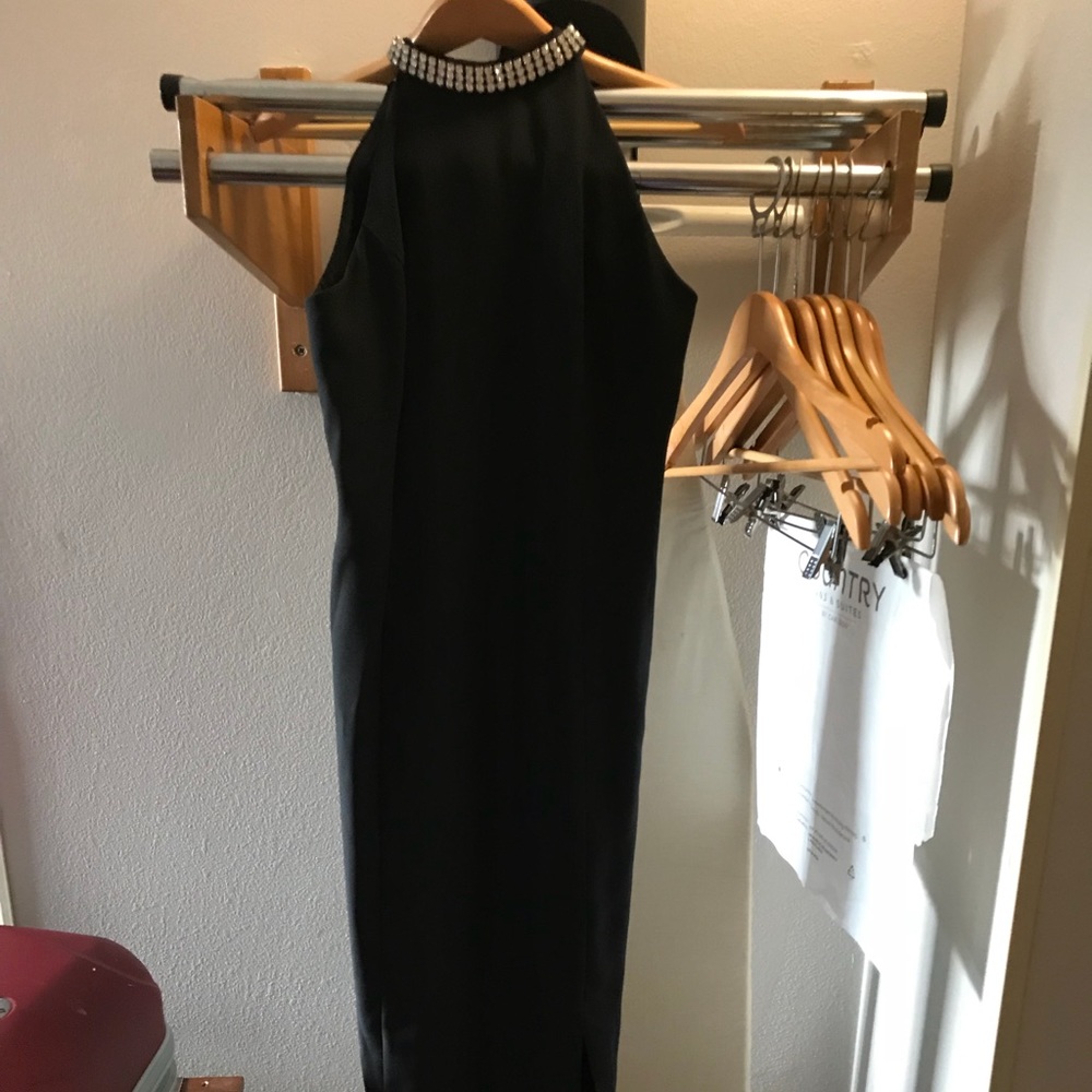 Sleeveless Rhinestone Collar Gown